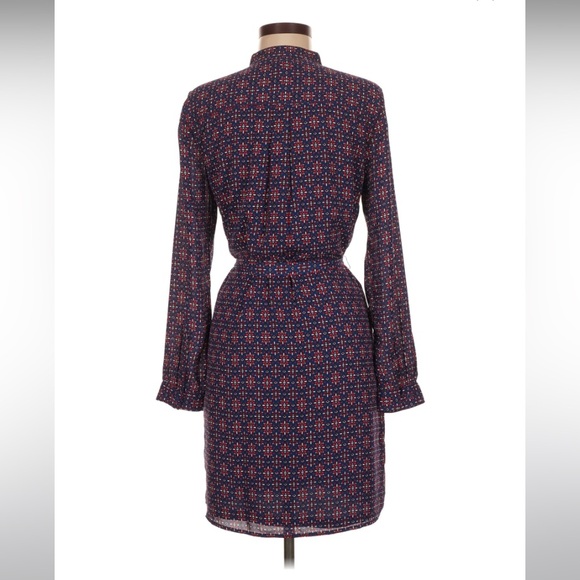 Banana Republic Blue & Red Long Sleeve Dress Functional Buttons Nursing Friendly - Picture 14 of 16